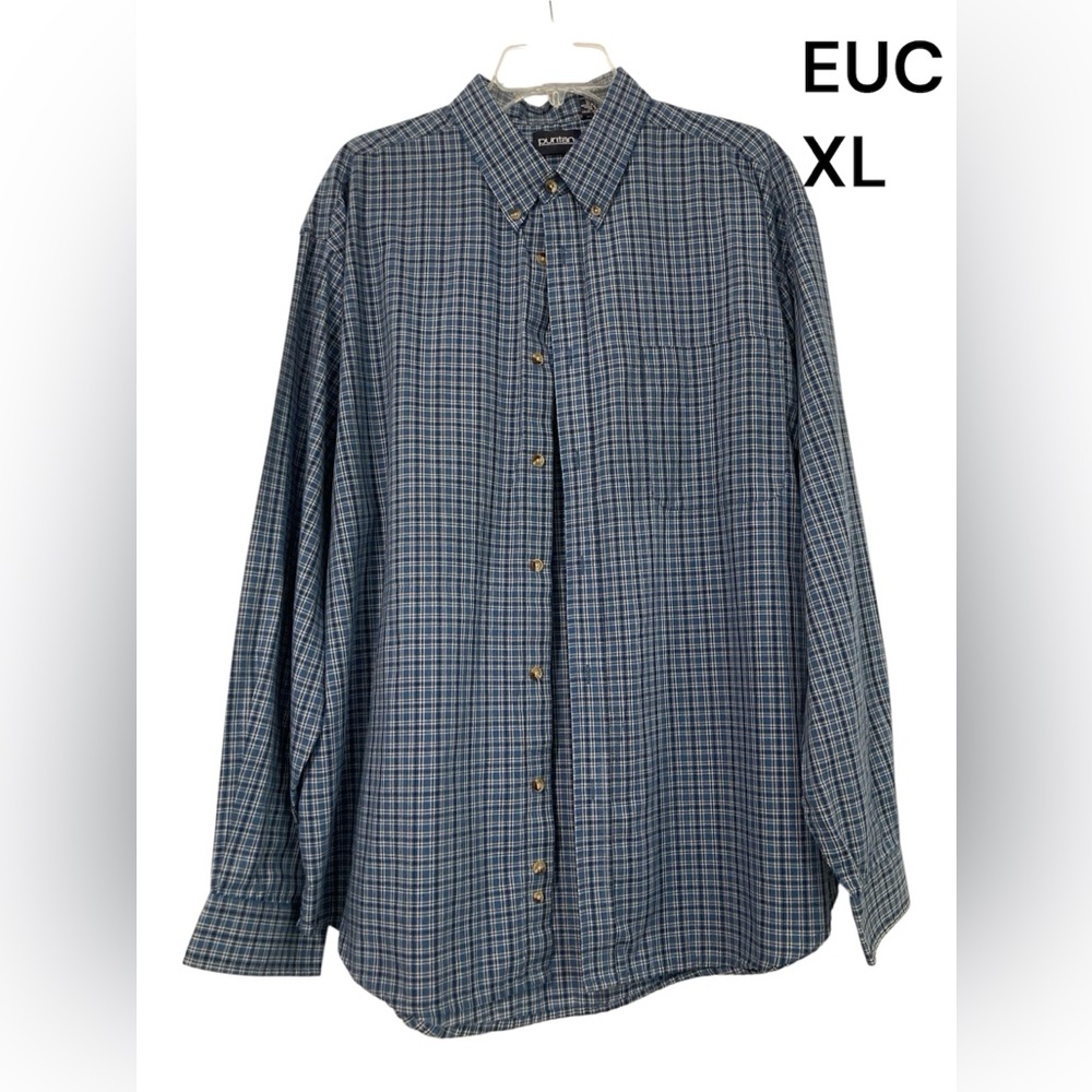 EUC Men’s Puritan Plaid Button-Down Dress Shirt Size XL